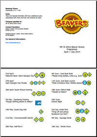 2014 Summer Beavers Programme